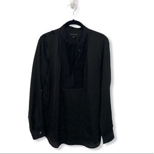 Banana Republic Women’s Size S Black Lightweight Blouse Pleated Front Long Sleev